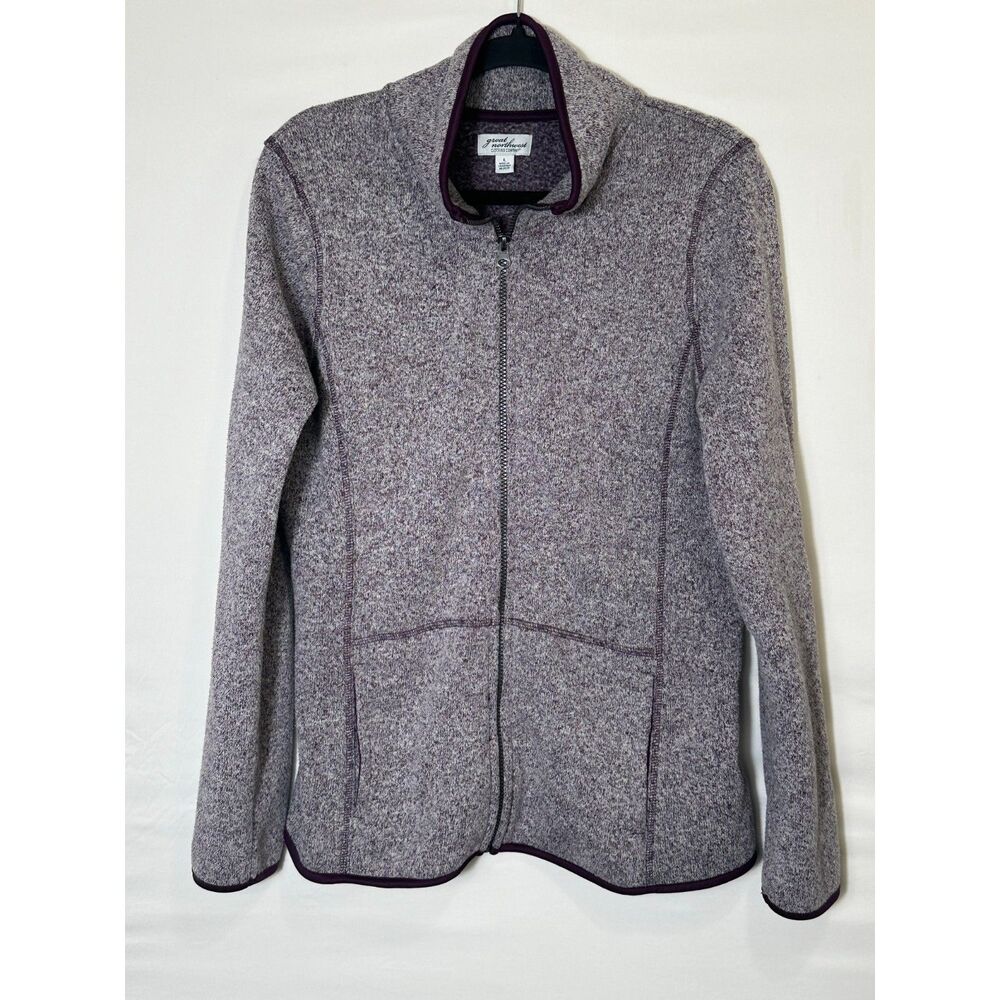 Great Northwest Women's Purple Marled Full Zip Fleece Jacket Size L Pockets